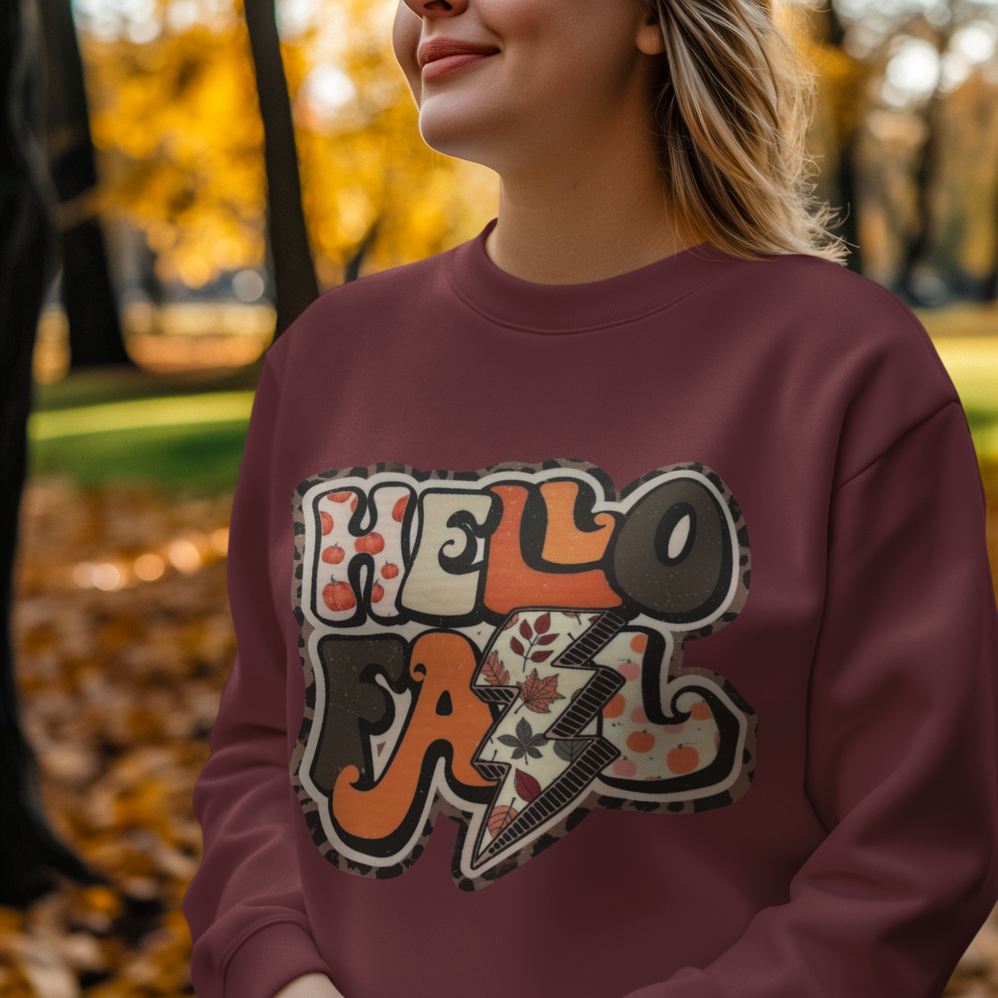 Hello Fall Sweatshirt – Retro Autumn Graphic Pullover, Cozy Hello Fall Sweatshirt, Fall Fashion, Unisex Crewneck, Autumn Apparel, Gifts for Her, Casual Style