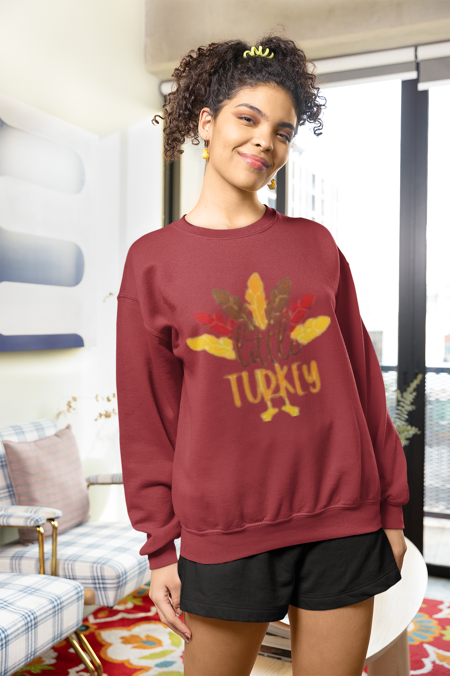 Little Turkey Crewneck Sweatshirt - Fall Harvest Style for Family Gatherings