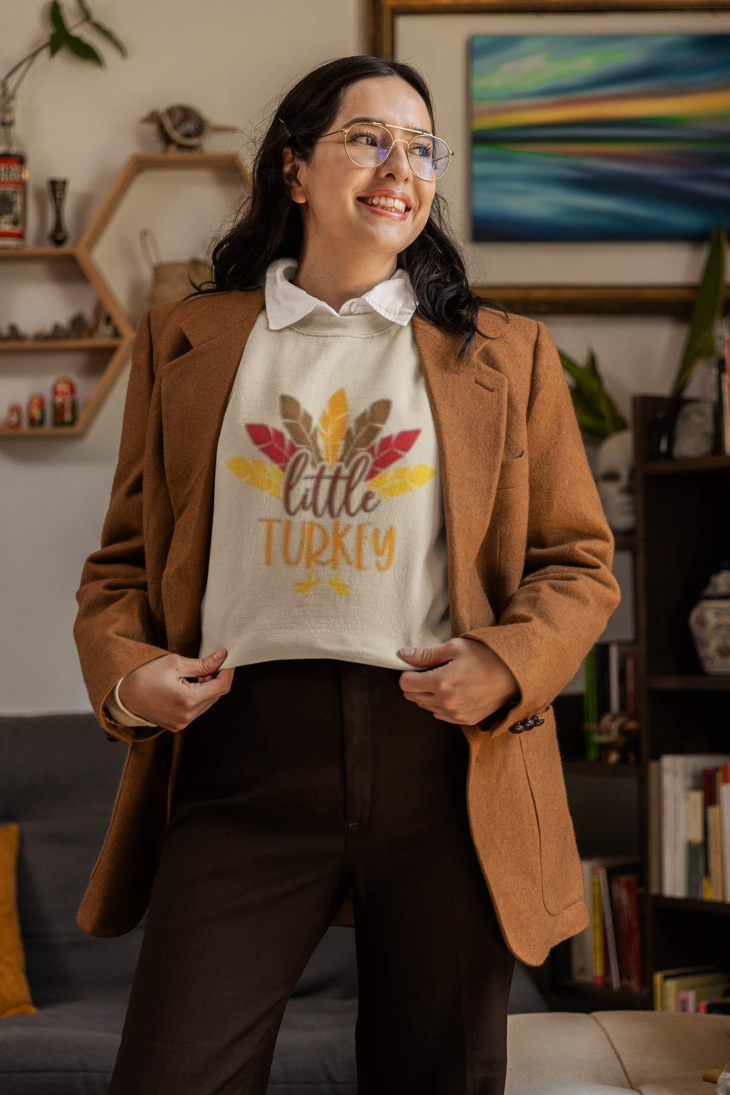 Little Turkey Crewneck Sweatshirt - Fall Harvest Style for Family Gatherings