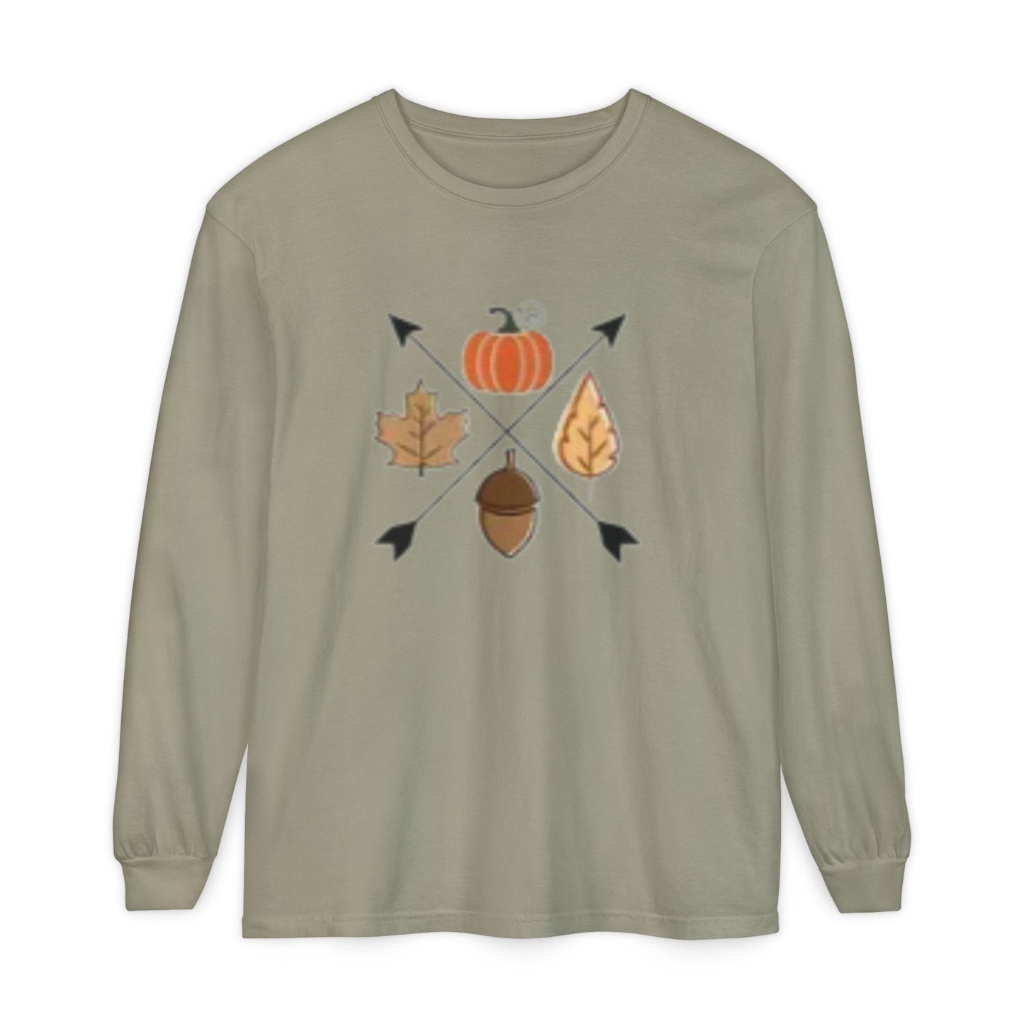 Fall Arrows Long Sleeve T-Shirt | Autumn Casual Wear, Pumpkin Tee, Nature Lover Gift, Cozy Layering Top, Harvest Celebration