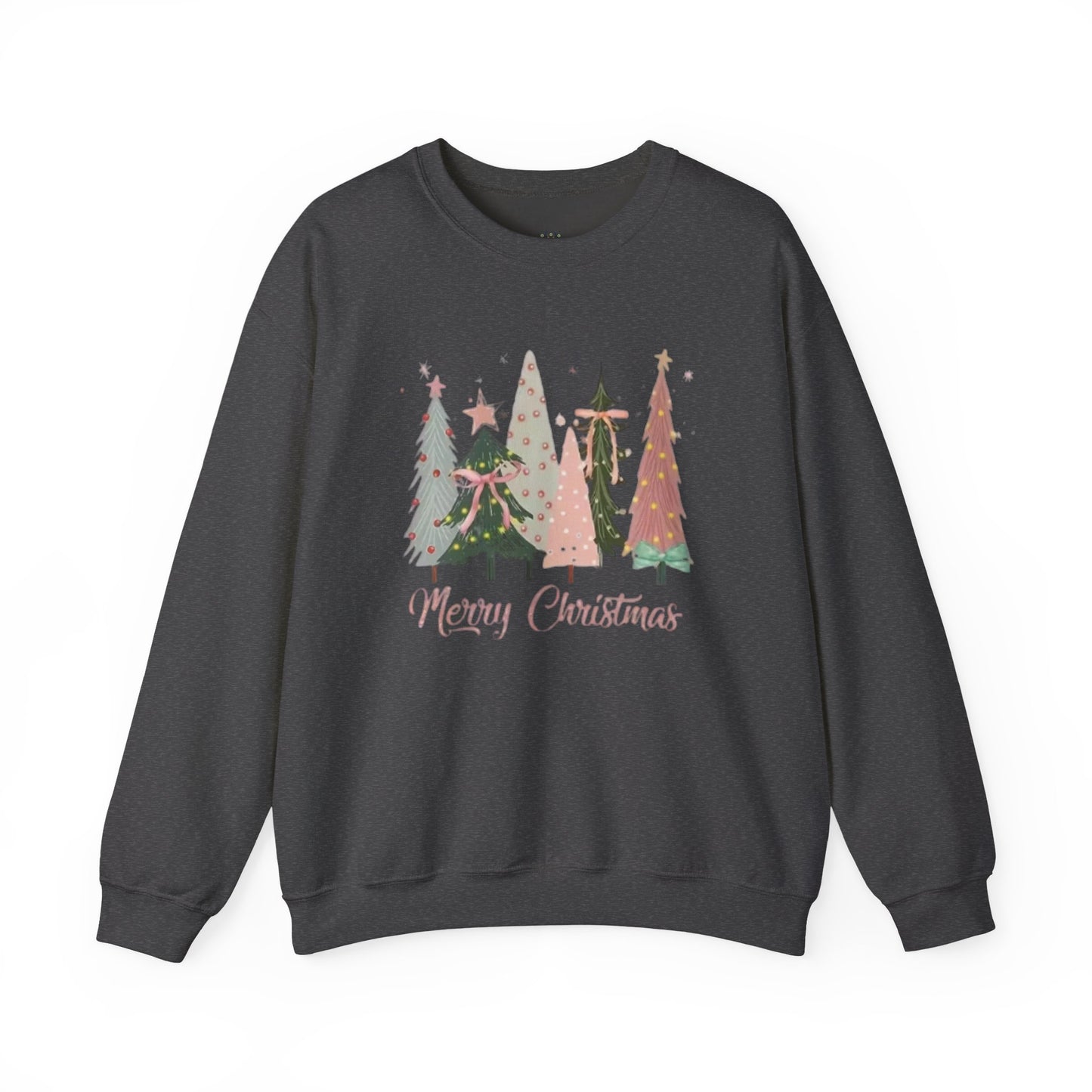 Christian Merry Christmas Sweatshirt | Faith-Based Holiday Apparel with Christmas Trees