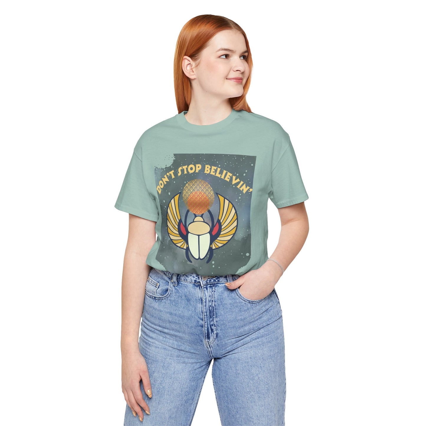 Don’t Stop Believin’ Retro Christian T-Shirt | Hebrews 11:1 Faith Tee