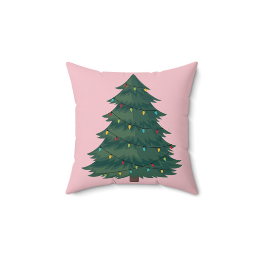 Christmas Tree  in Pink-Spun Polyester Square Pillow