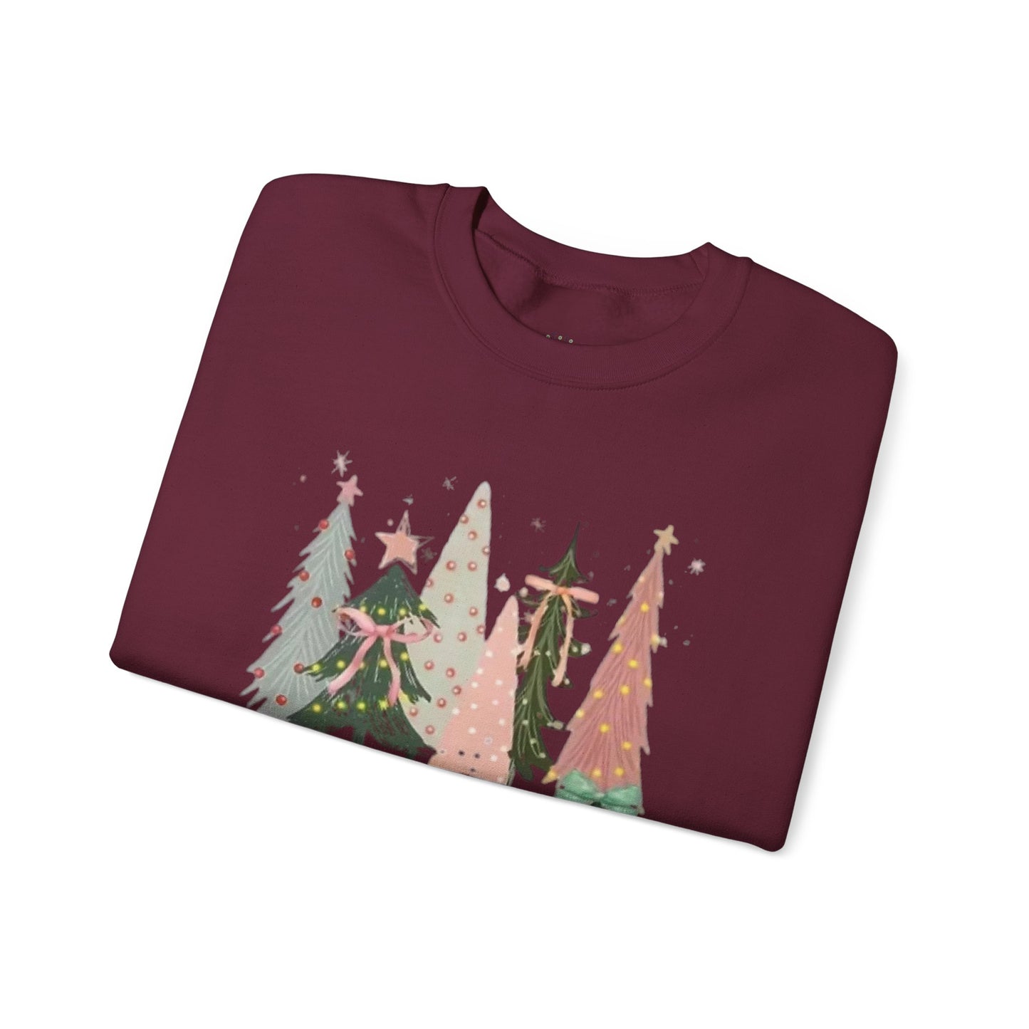 Christian Merry Christmas Sweatshirt | Faith-Based Holiday Apparel with Christmas Trees