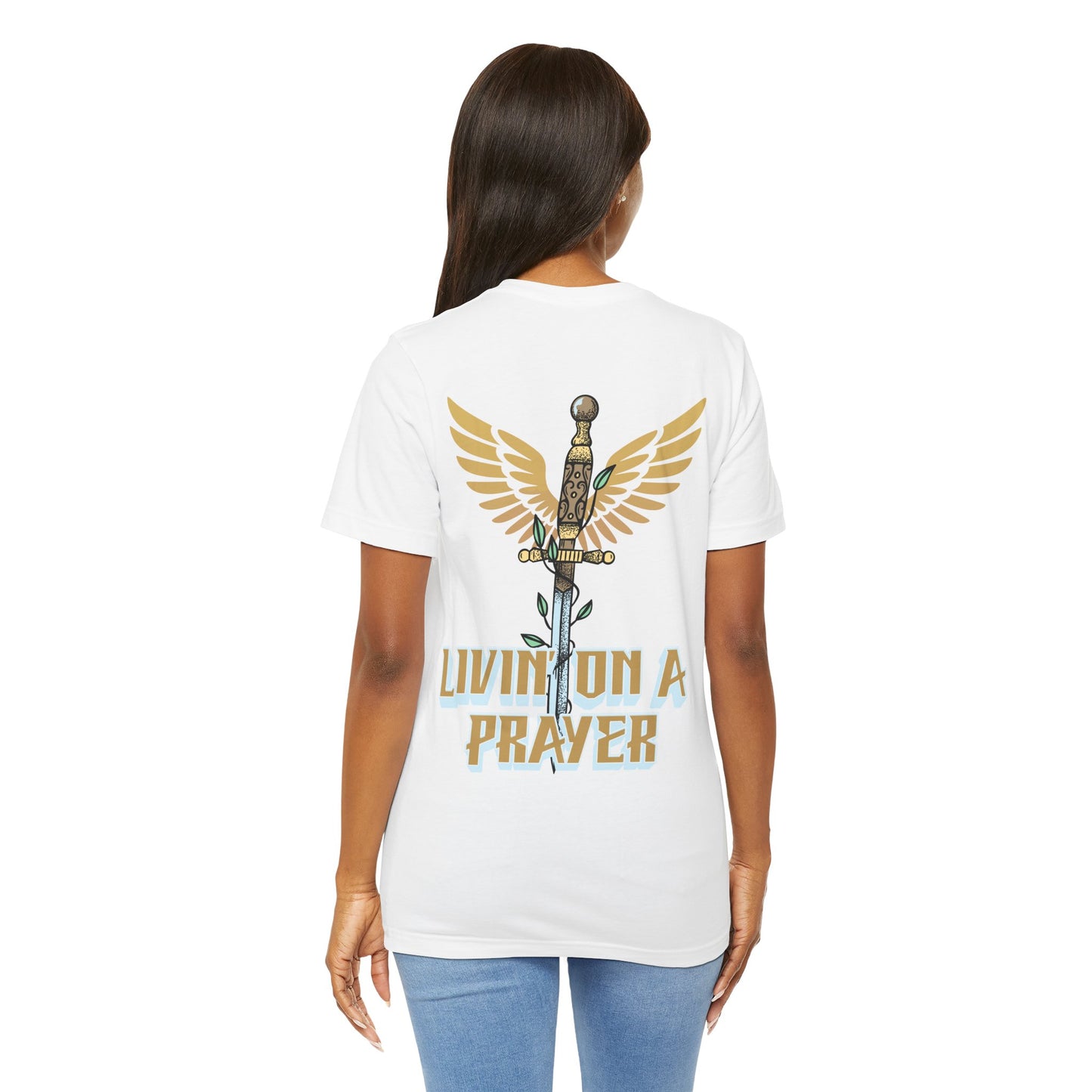Livin’ On a Prayer Retro Christian T-Shirt | 1 Thessalonians 5:17 “Pray Without Ceasing” Tee