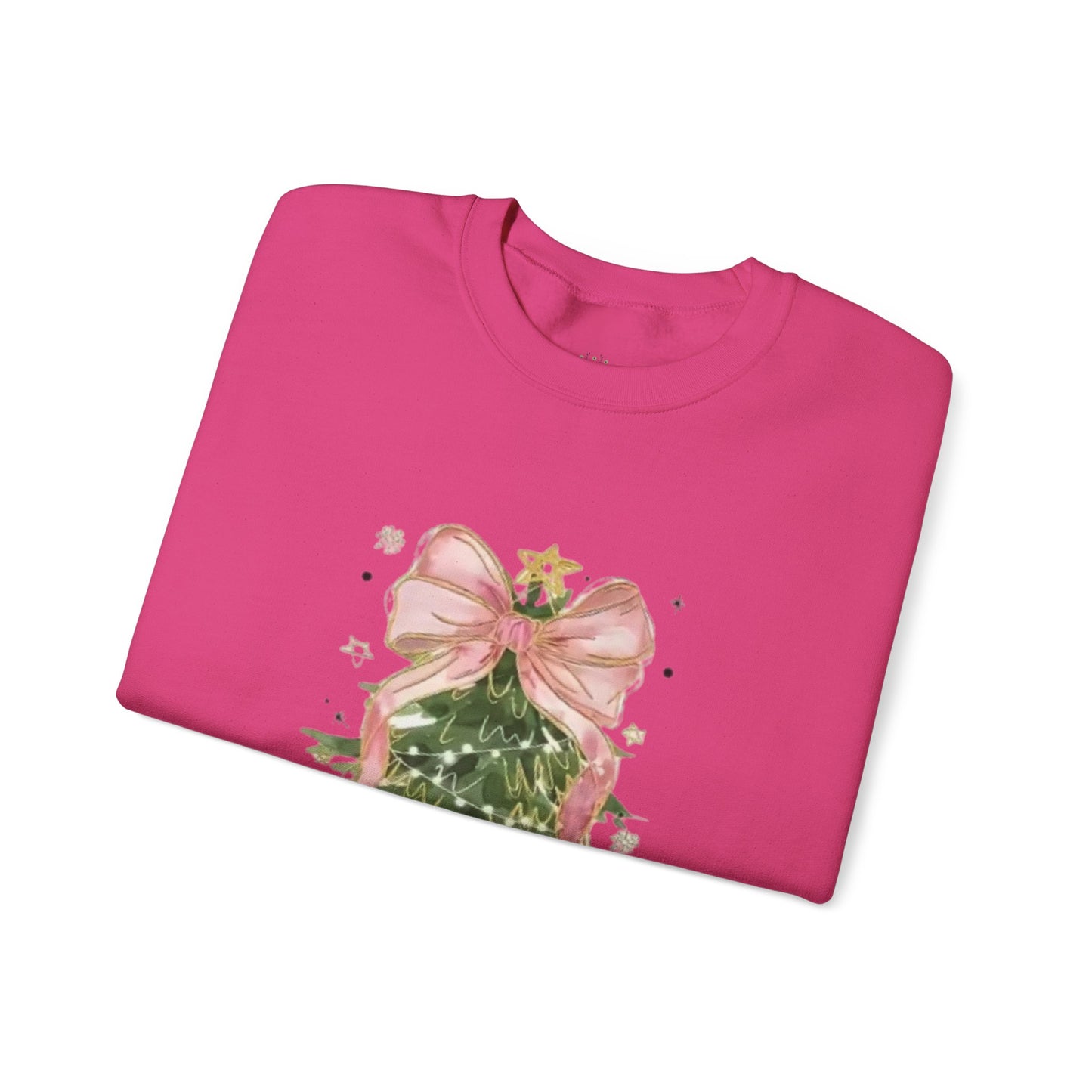 Faith-Inspired Christmas Tree Sweatshirt with Pink Bow | Christian Holiday Apparel