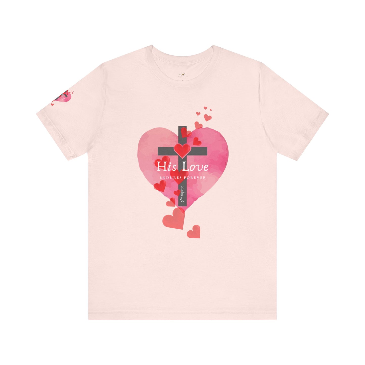 Heart Cross Women's Tee - Psalm 136 His Love Endures Forever