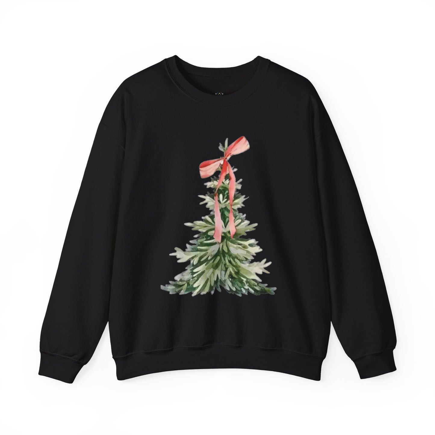 Faith-Inspired Christmas Tree Sweatshirt with Red Bow | Christian Holiday Apparel