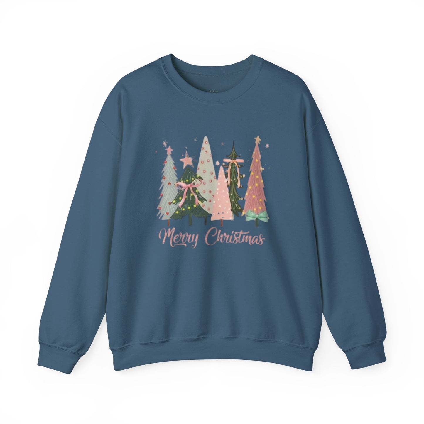 Christian Merry Christmas Sweatshirt | Faith-Based Holiday Apparel with Christmas Trees