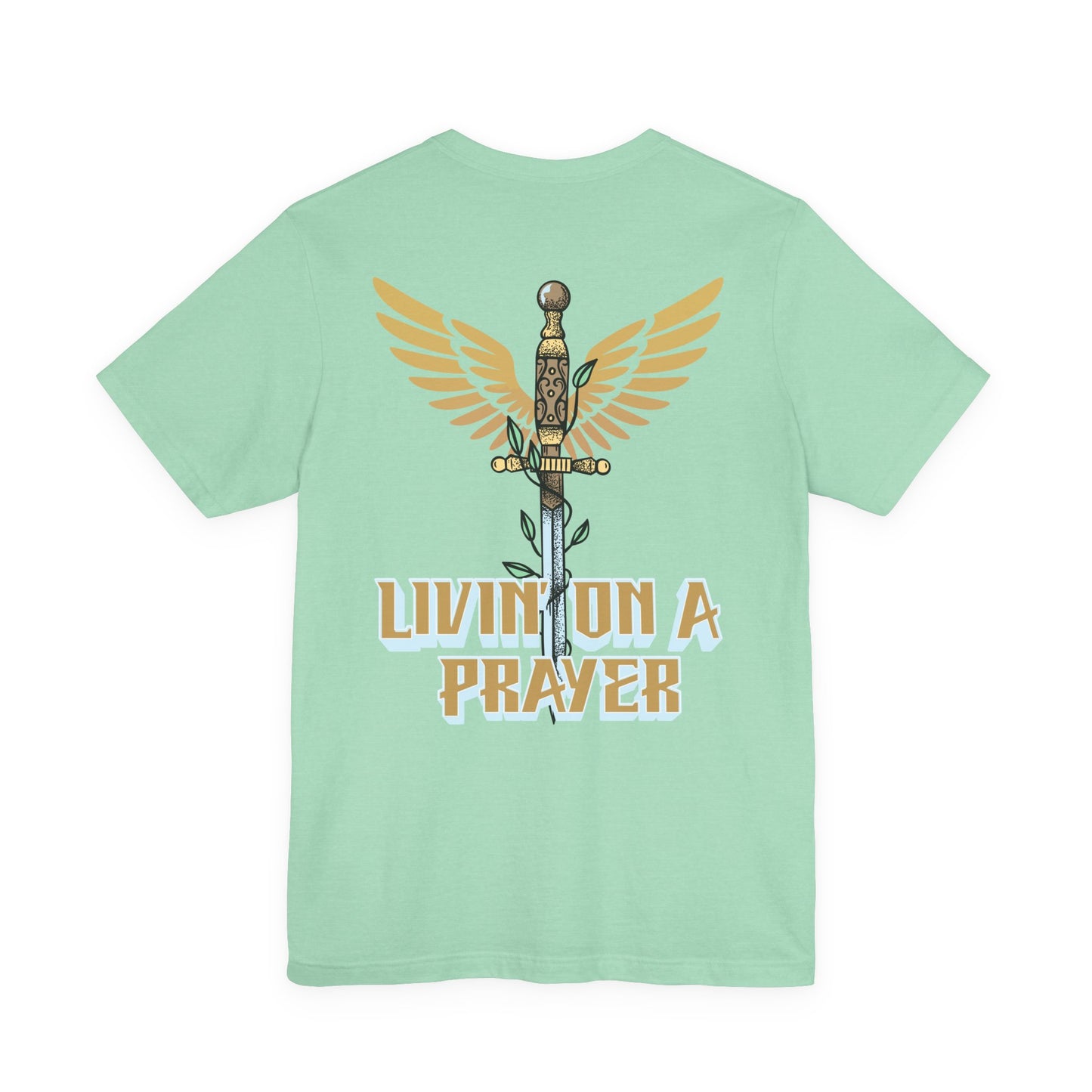 Livin’ On a Prayer Retro Christian T-Shirt | 1 Thessalonians 5:17 “Pray Without Ceasing” Tee