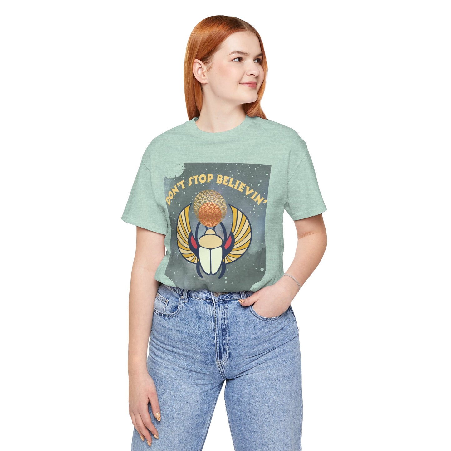 Don’t Stop Believin’ Retro Christian T-Shirt | Hebrews 11:1 Faith Tee