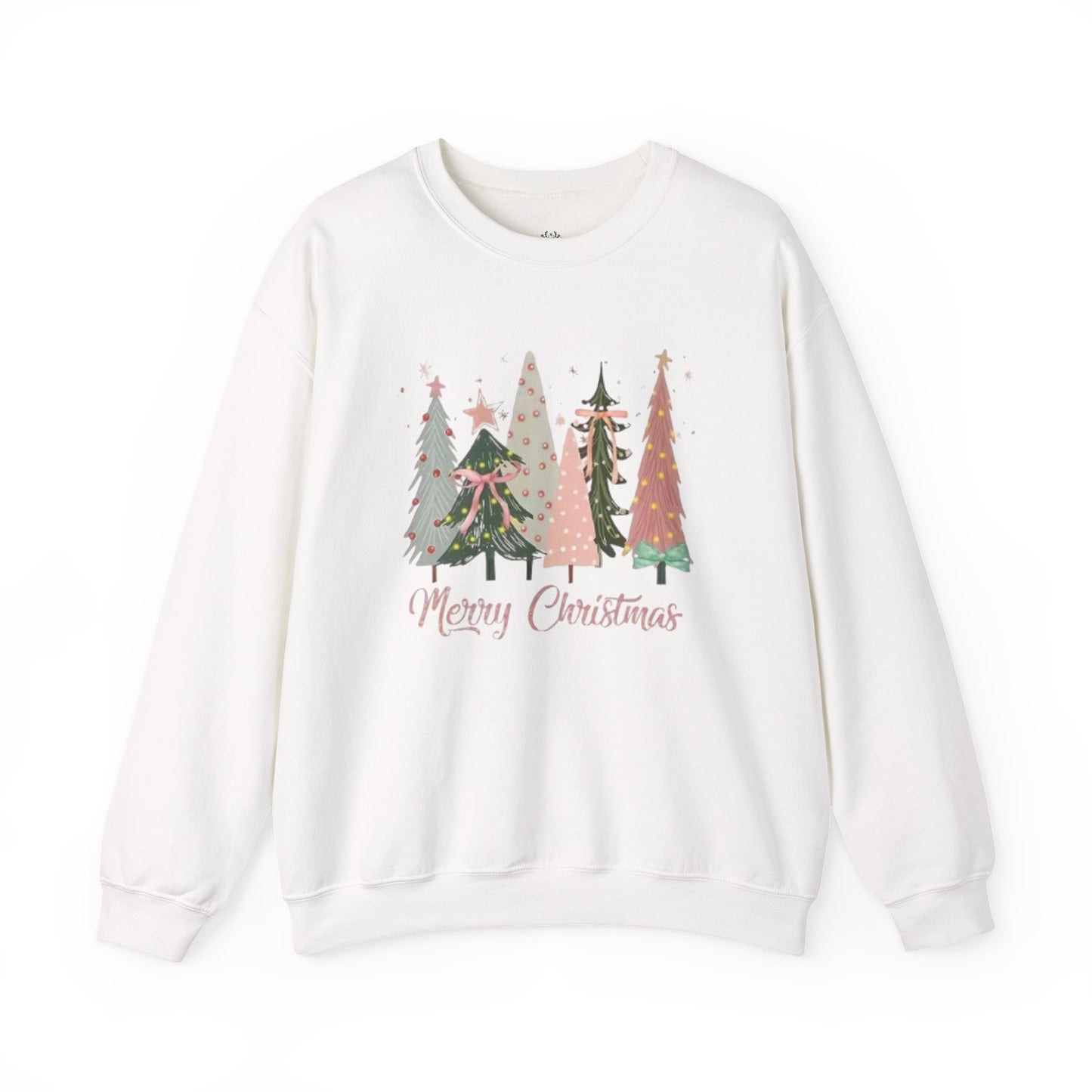 Christian Merry Christmas Sweatshirt | Faith-Based Holiday Apparel with Christmas Trees