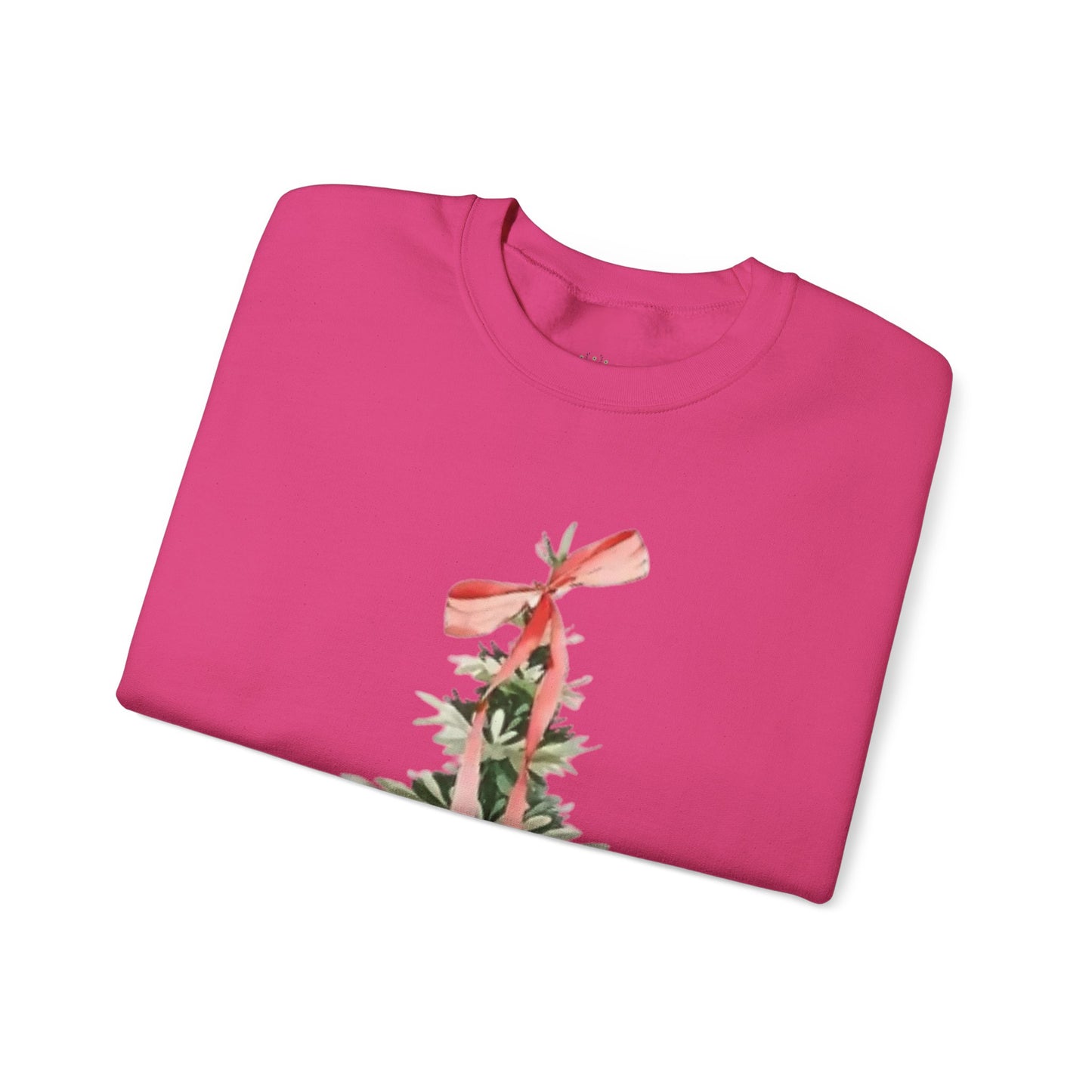 Faith-Inspired Christmas Tree Sweatshirt with Red Bow | Christian Holiday Apparel