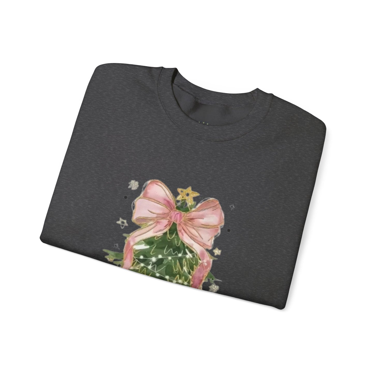 Faith-Inspired Christmas Tree Sweatshirt with Pink Bow | Christian Holiday Apparel