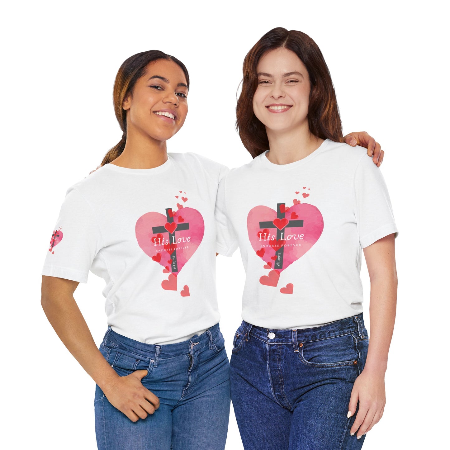 Heart Cross Women's Tee - Psalm 136 His Love Endures Forever