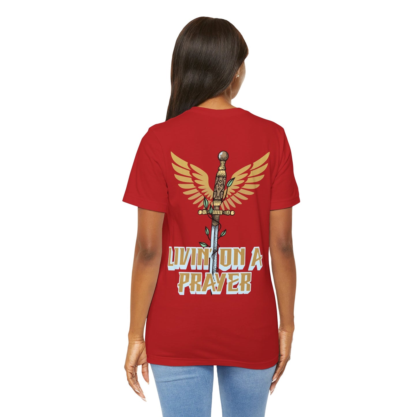 Livin’ On a Prayer Retro Christian T-Shirt | 1 Thessalonians 5:17 “Pray Without Ceasing” Tee
