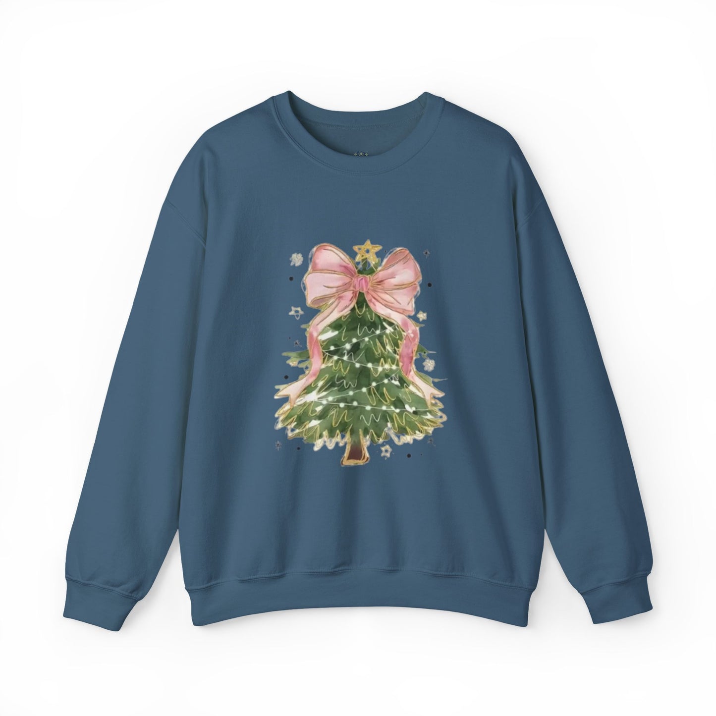 Faith-Inspired Christmas Tree Sweatshirt with Pink Bow | Christian Holiday Apparel
