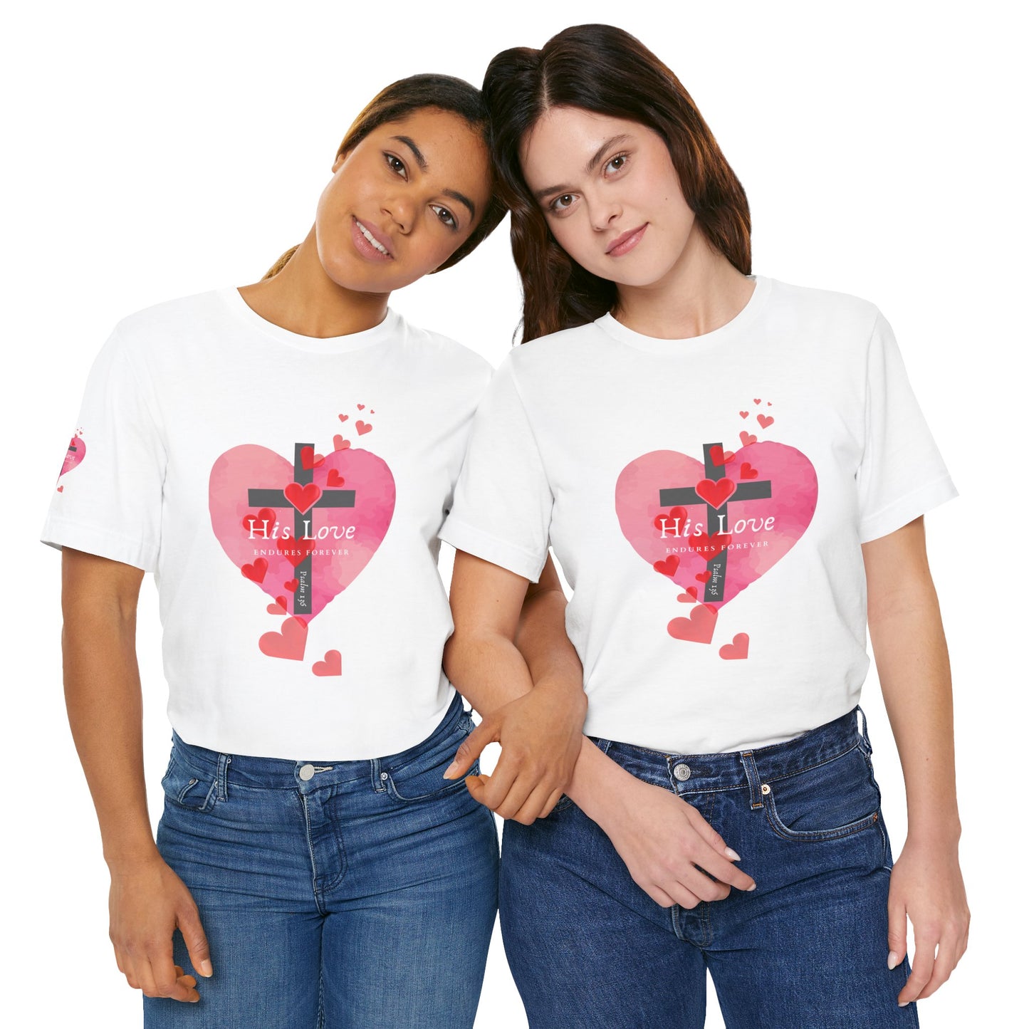 Heart Cross Women's Tee - Psalm 136 His Love Endures Forever