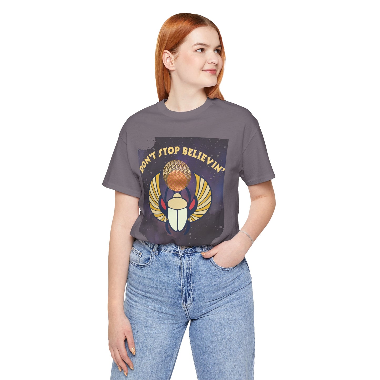 Don’t Stop Believin’ Retro Christian T-Shirt | Hebrews 11:1 Faith Tee