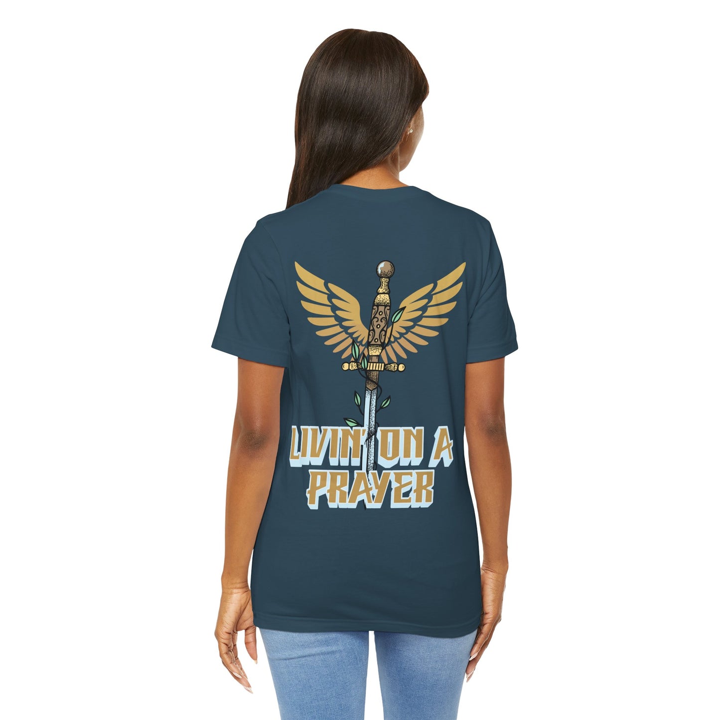 Livin’ On a Prayer Retro Christian T-Shirt | 1 Thessalonians 5:17 “Pray Without Ceasing” Tee