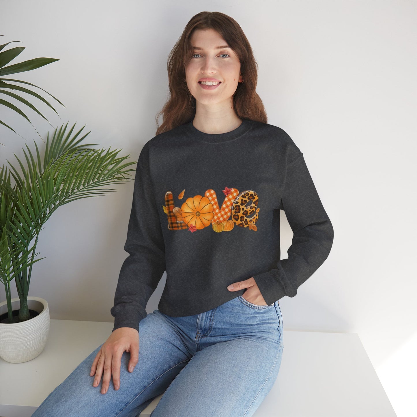 LOVE Fall Sweatshirt – Cozy Autumn Vibes, Perfect for Fall Celebrations,  Crewneck, Gift for Friends and Family, Casual Essentials