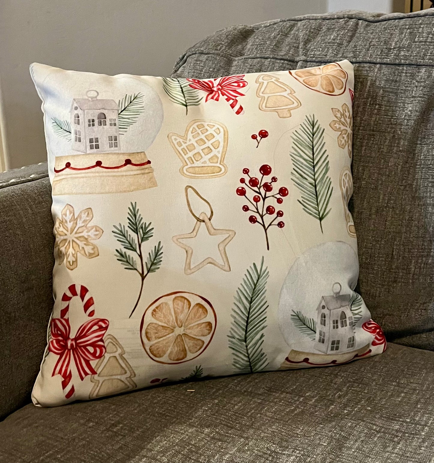 Merry & Bright Traditional Christmas-Spun Polyester Square Pillow