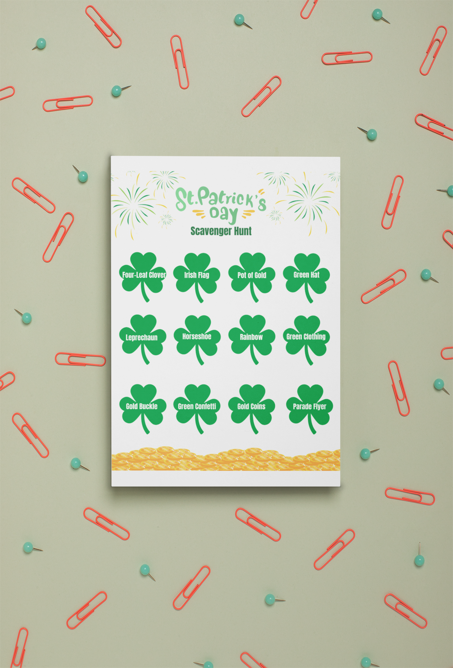 St. Patrick's Day themed Scavenger Hunt print