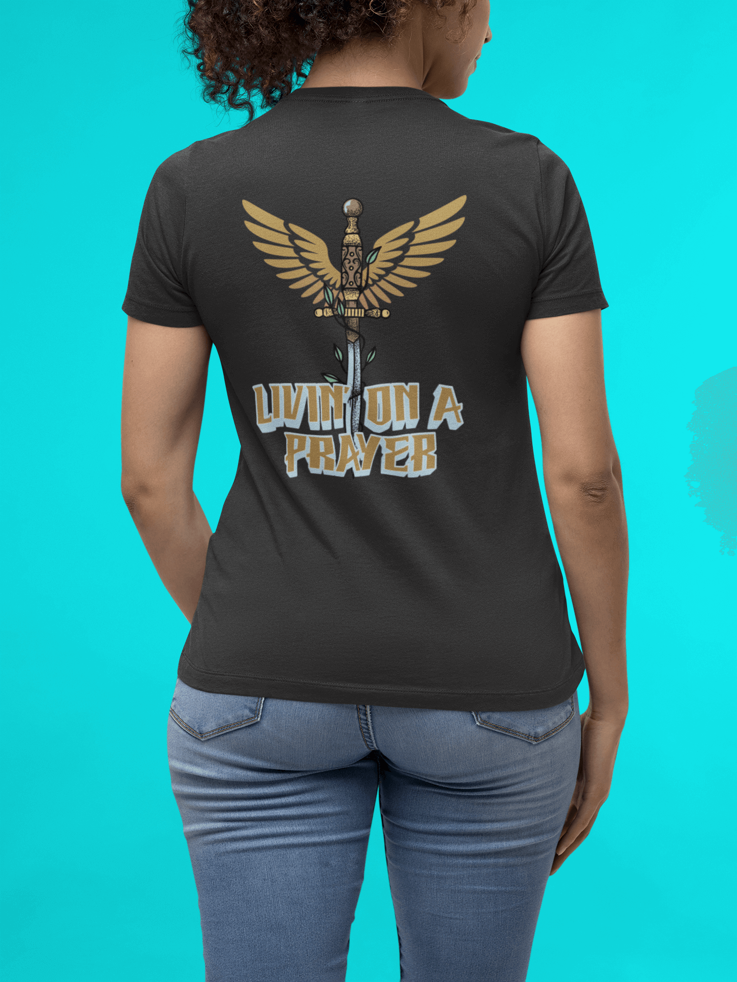 Livin’ On a Prayer Retro Christian T-Shirt | 1 Thessalonians 5:17 “Pray Without Ceasing” Tee