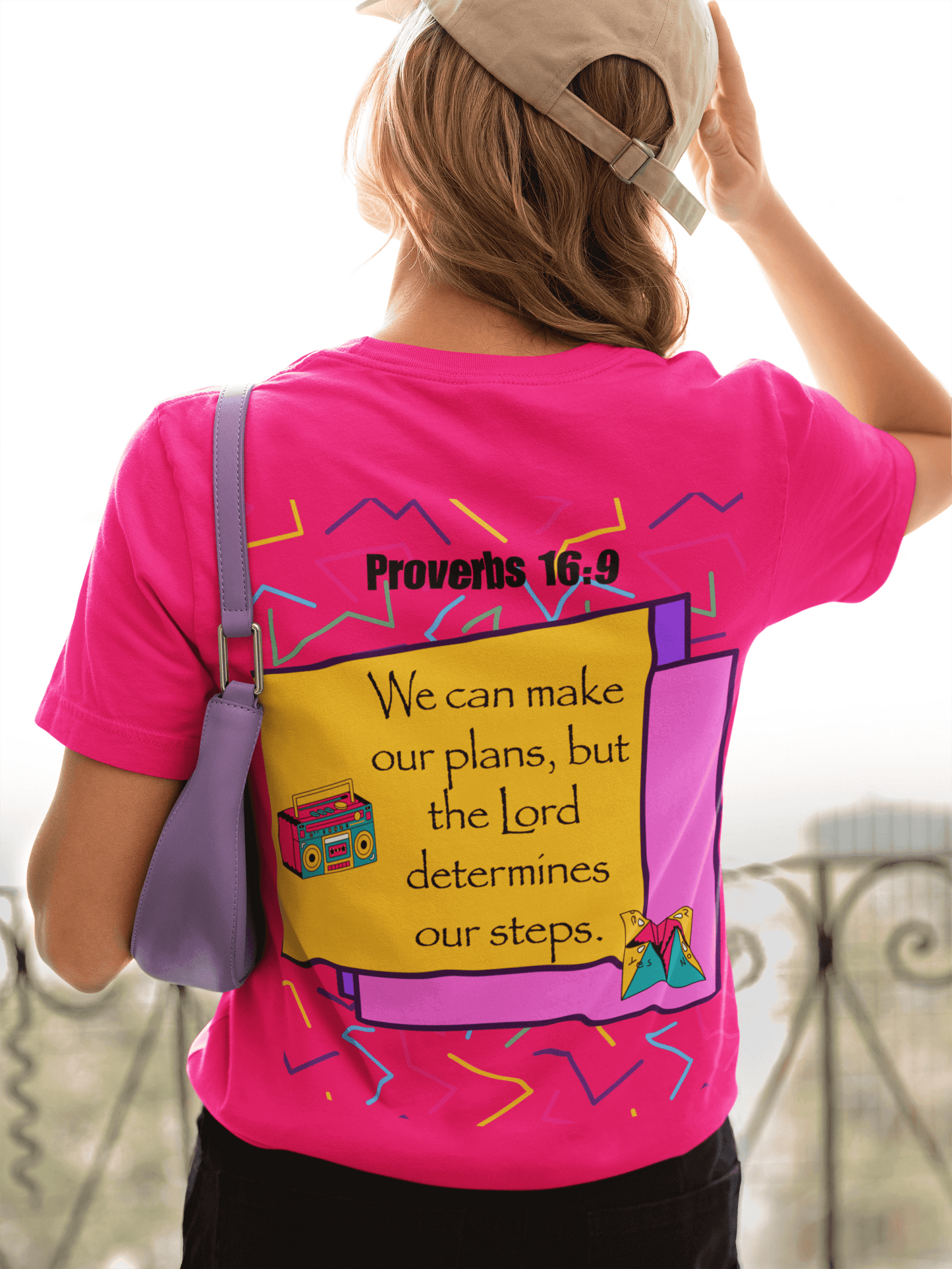 Step by Step Proverbs 16:9 Retro Christian T-Shirt