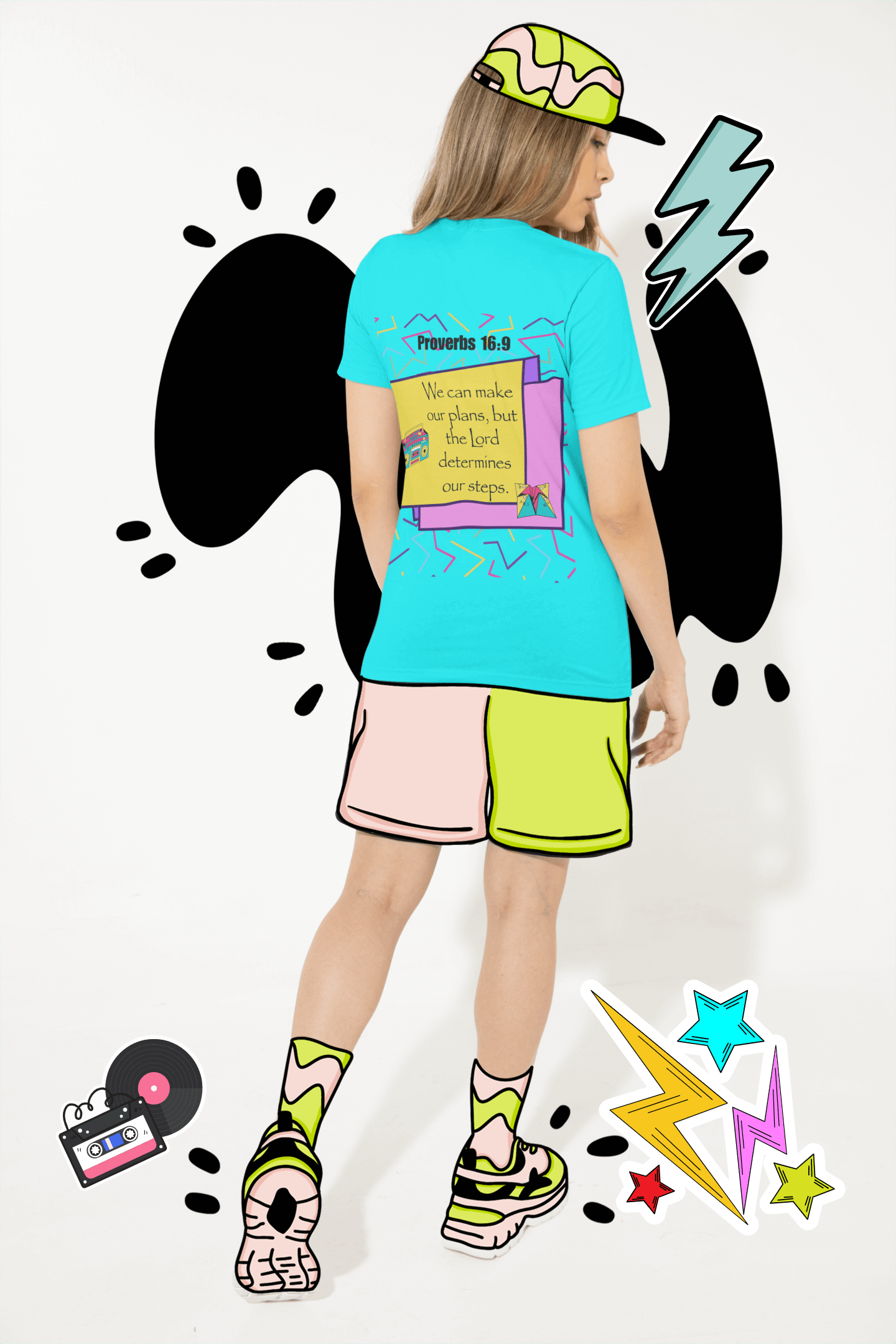 Step by Step Proverbs 16:9 Retro Christian T-Shirt