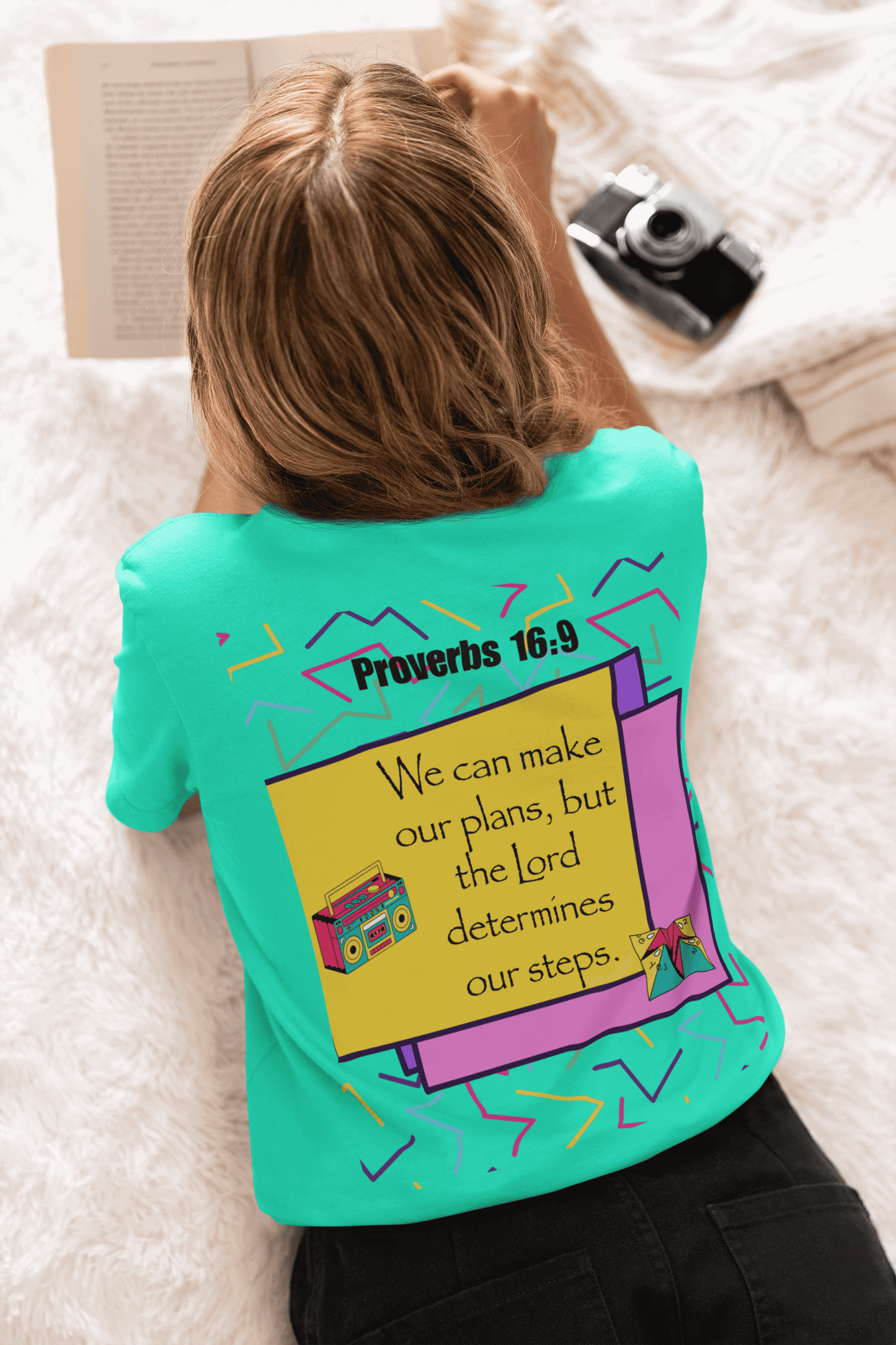 Step by Step Proverbs 16:9 Retro Christian T-Shirt