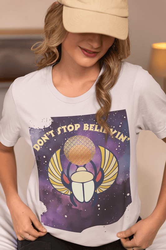 Don’t Stop Believin’ Retro Christian T-Shirt | Hebrews 11:1 Faith Tee