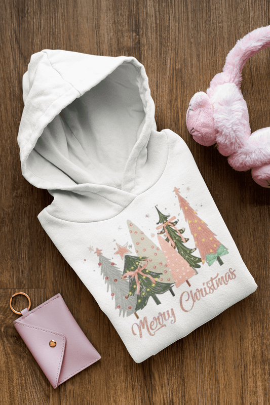 Christian Merry Christmas Sweatshirt | Faith-Based Holiday Apparel with Christmas Trees