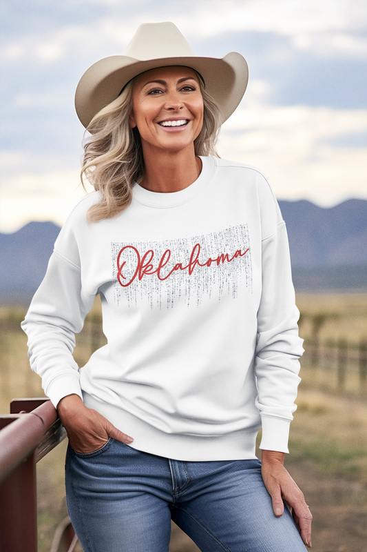 Oklahoma Script Sparkle Sweatshirt-multiple colors to choose from