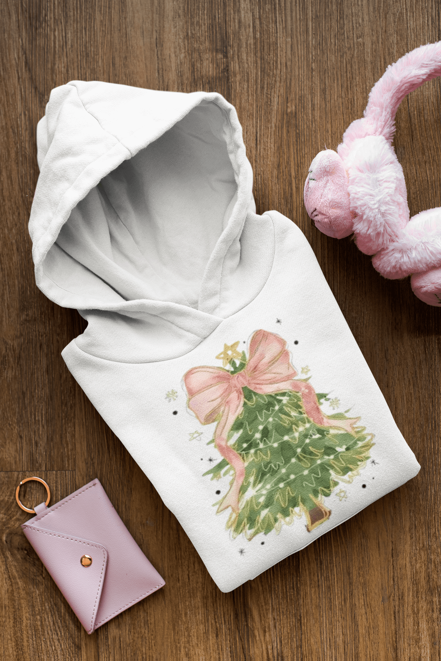 Faith-Inspired Christmas Tree Sweatshirt with Pink Bow | Christian Holiday Apparel