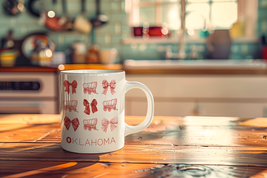 Oklahoma Bows & Schooners Mug Decorative Coffee Cup, Ceramic Drinkware, 11oz & 15oz