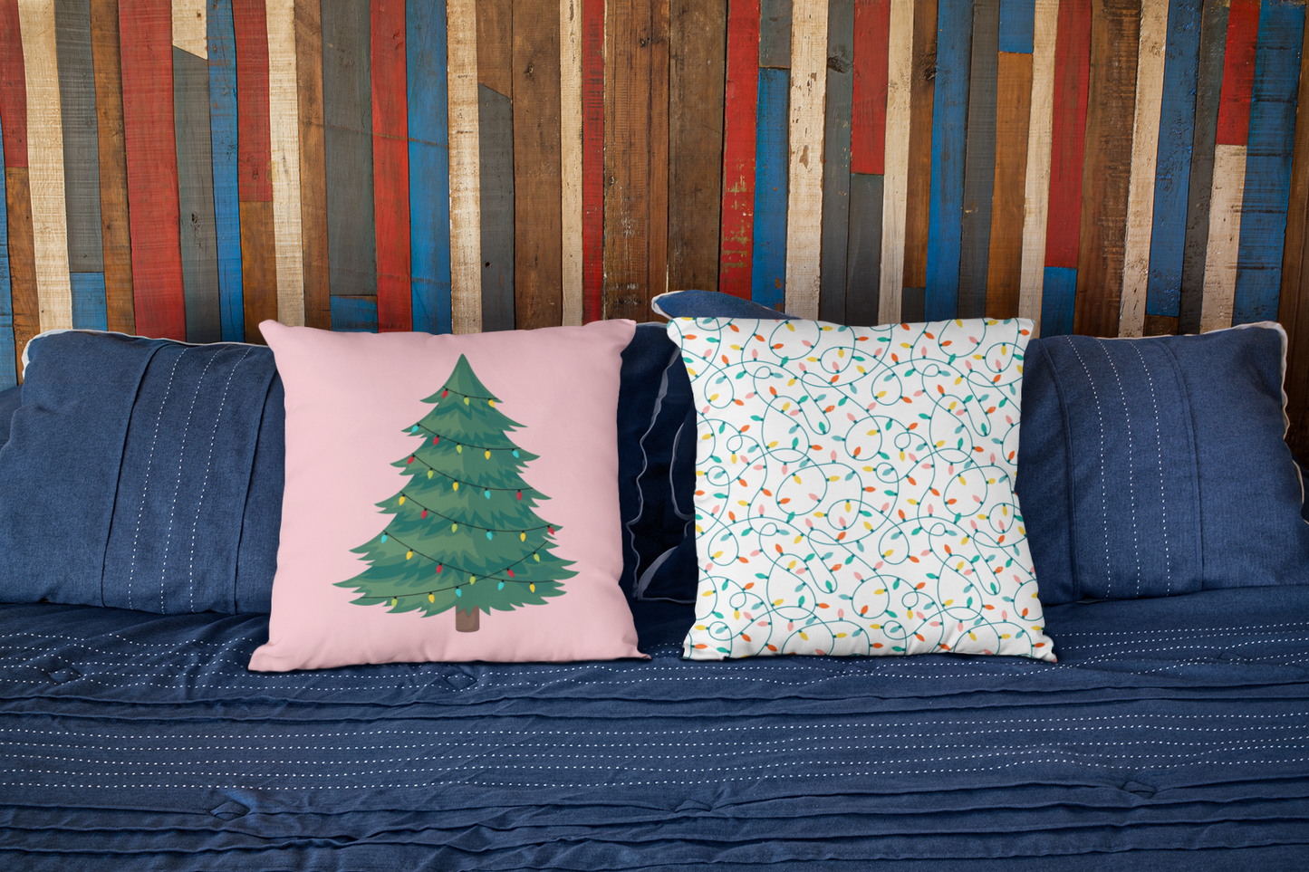 Christmas Tree  in Pink-Spun Polyester Square Pillow