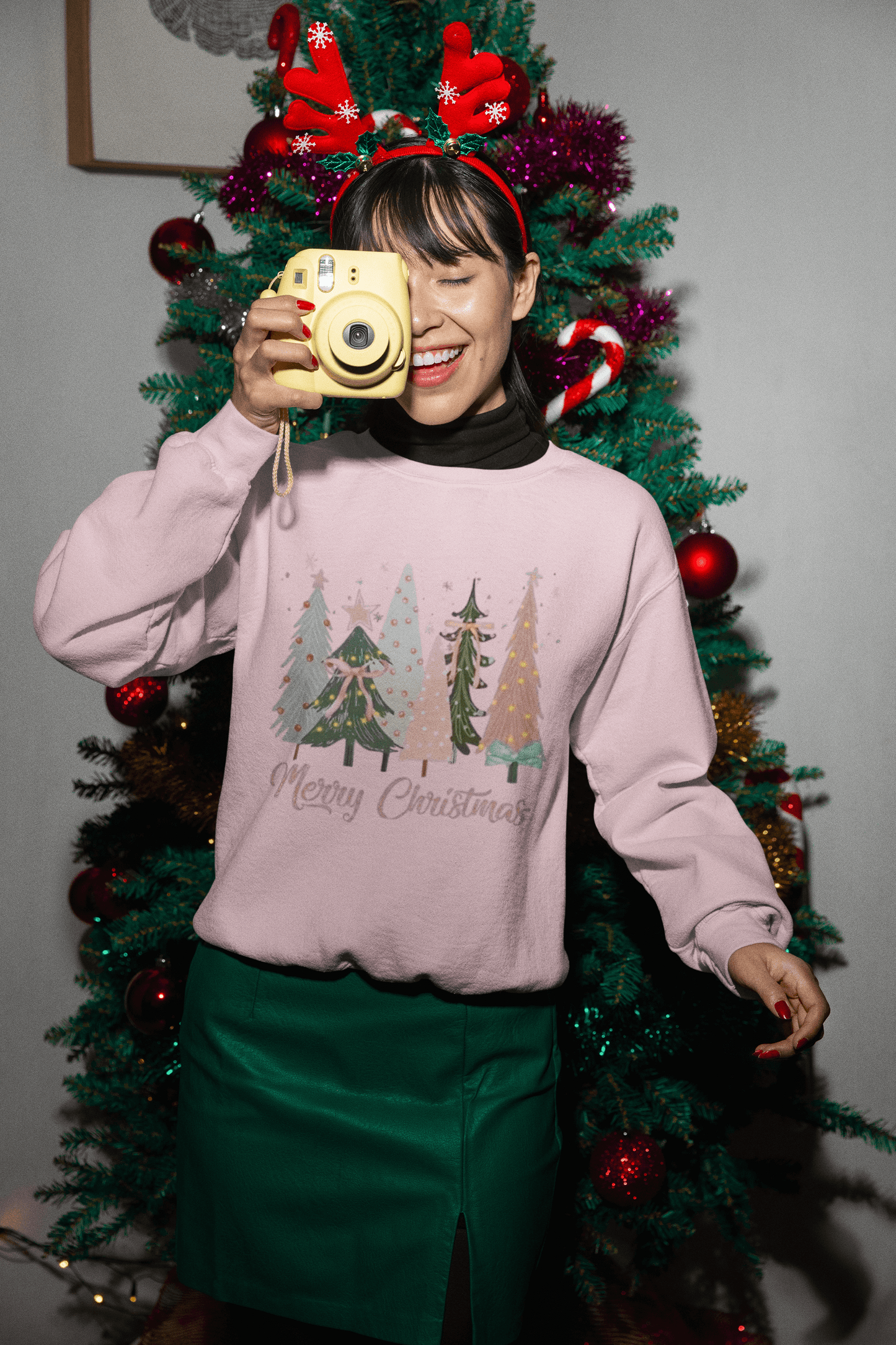 Christian Merry Christmas Sweatshirt | Faith-Based Holiday Apparel with Christmas Trees